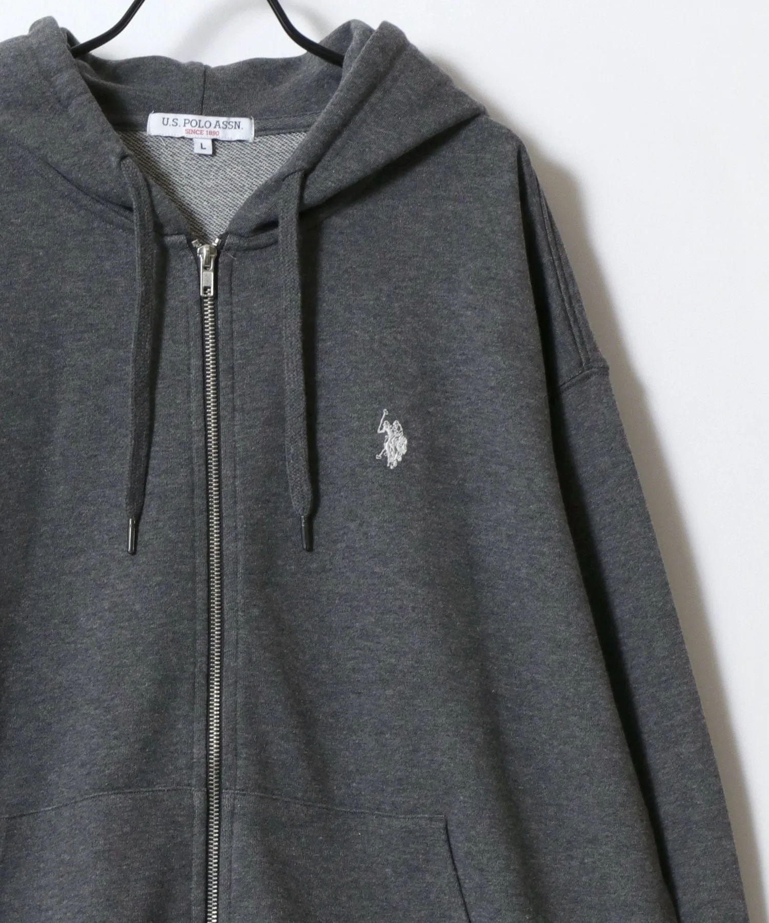 Мужская флисовая толстовка на молнии, производства US POLO ASSN. U.S. Polo Assn., Charcoal Gray — фото 4