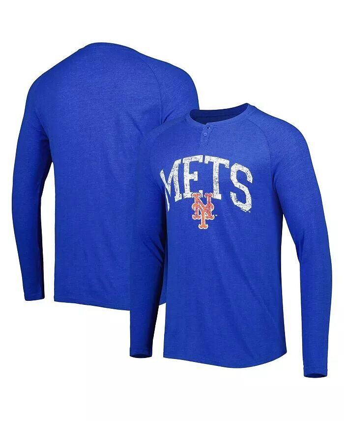 

Мужская футболка Royal New York Mets Inertia Raglan с длинным рукавом Henley Concepts Sport