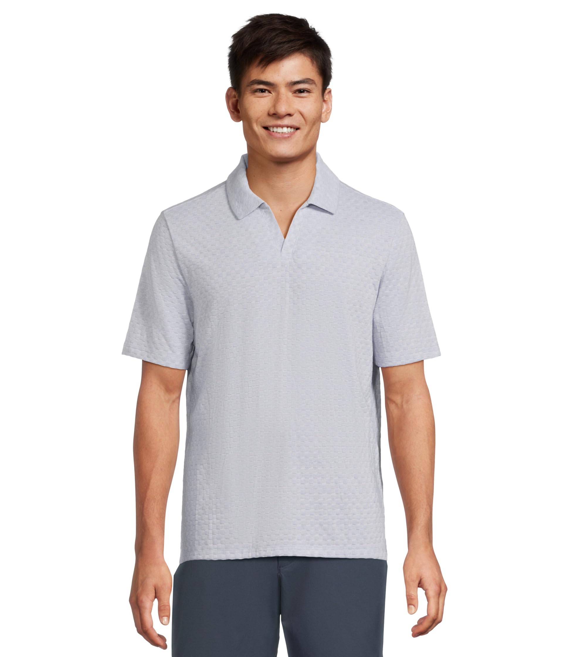 

Поло Johnston & Murphy Basket Weave V-Neck Polo, цвет Light Blue