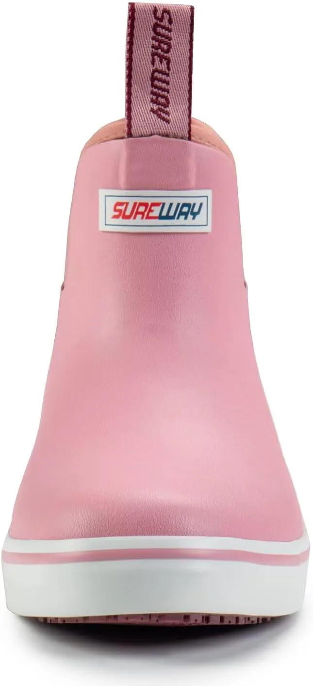 

Женские ботинки SUREWAY для палубы, профессиональные, противоскользящие, для рыбалки и щиколотки, водонепроницаемые, дождевые, розовый