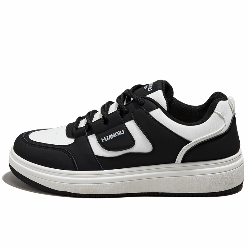 HUANQIU Мужские повседневные кроссовки low top белые черные Abrasion Resistant Breathable Slip Resistant