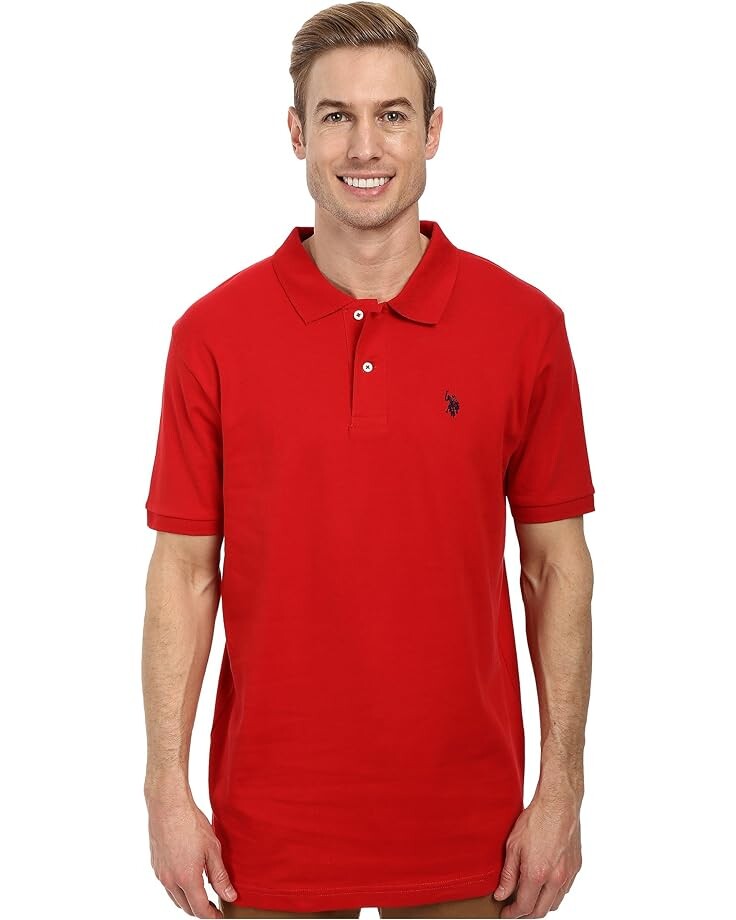 Поло U.S. POLO ASSN. Solid Interlock Polo, ярко-красный — фото 4