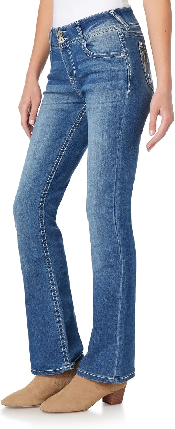 

Джинсы WallFlower Bootcut для женщин, Luscious Curvy Fit, с карманом Bling, Mid-Rise, Insta Stretch