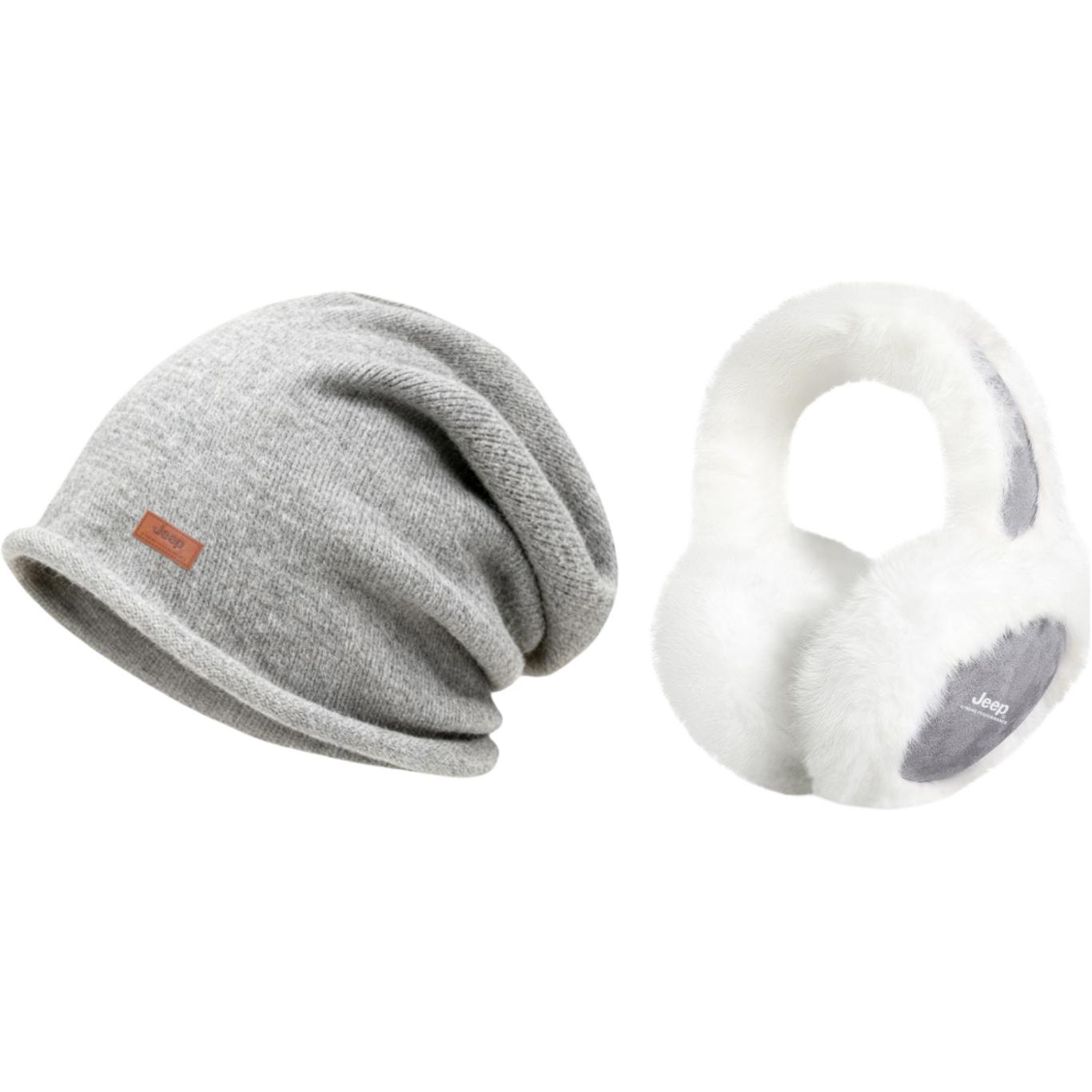 

Шапка Unisex Jeep, светло-серый set[lazy lambswool hat+светло-серый ear muffs]