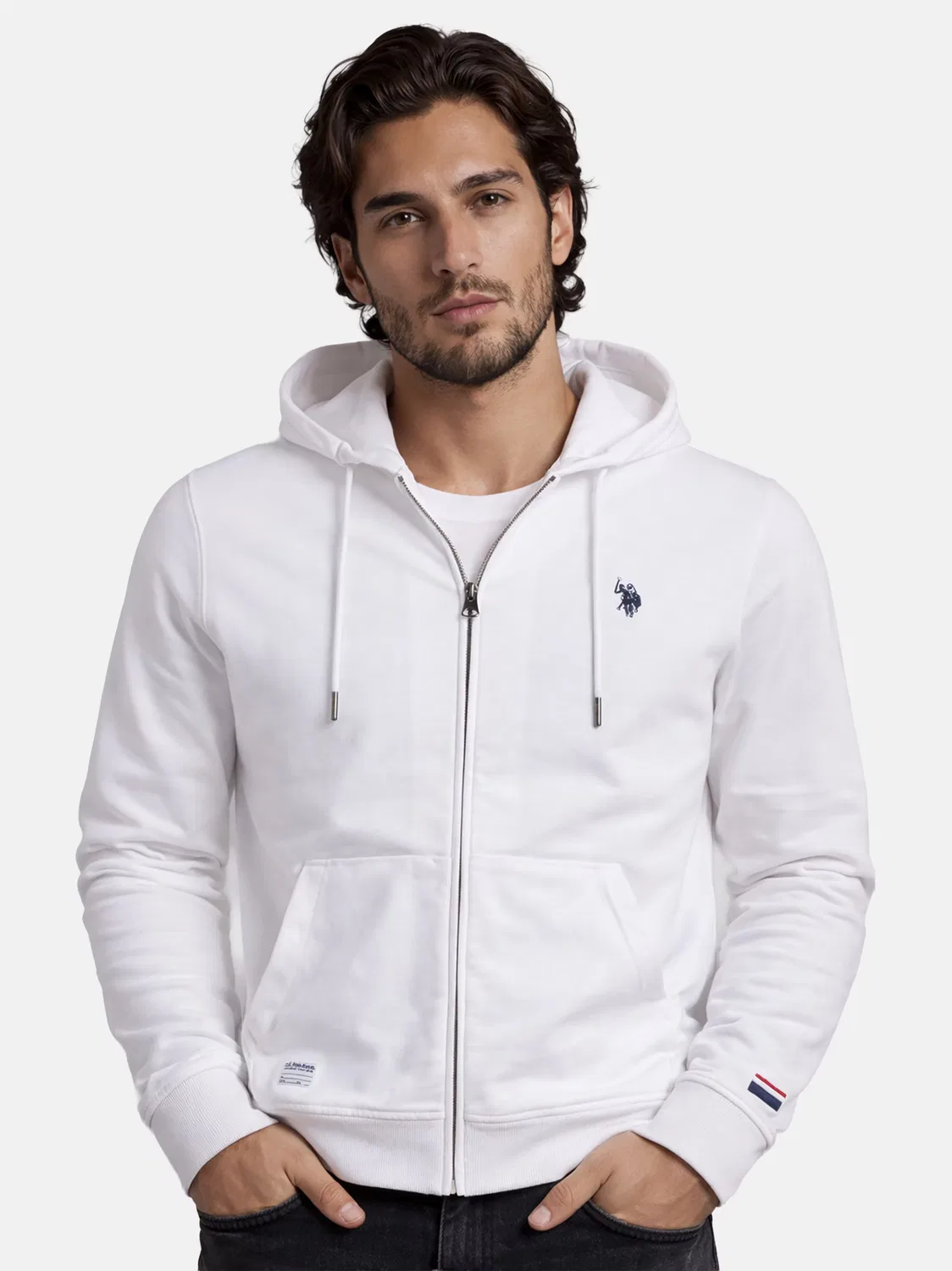 Толстовка на молнии U.S. Polo Assn., White — фото 4