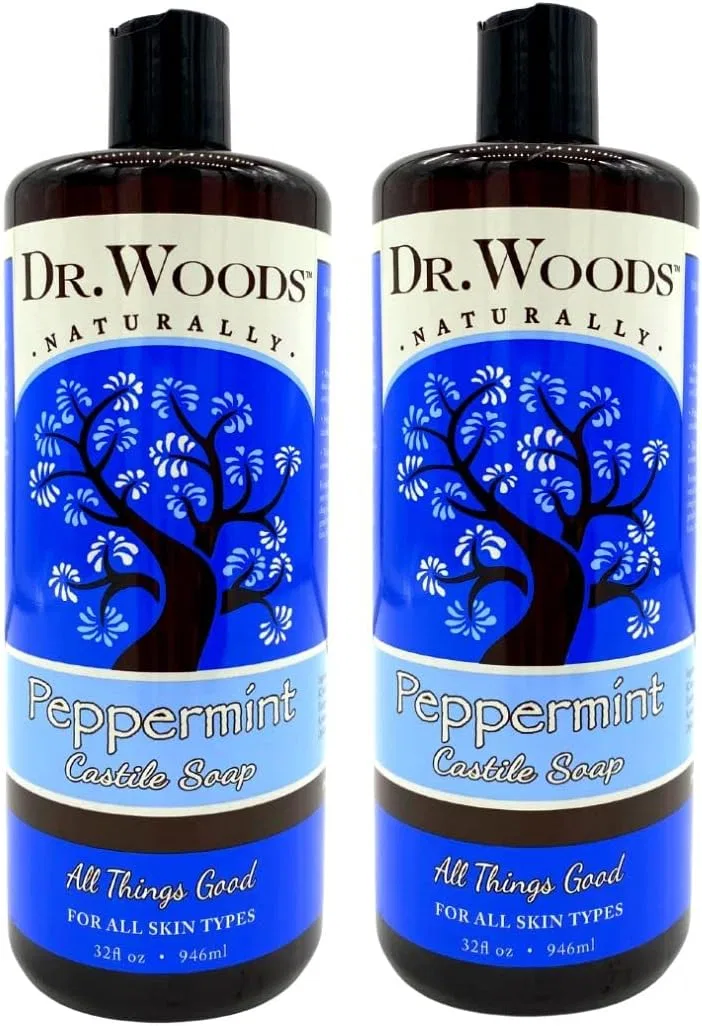 Жидкое кастильское мыло Dr. Woods Pure Peppermint, 2 упаковки по 946 мл, с ароматом мяты