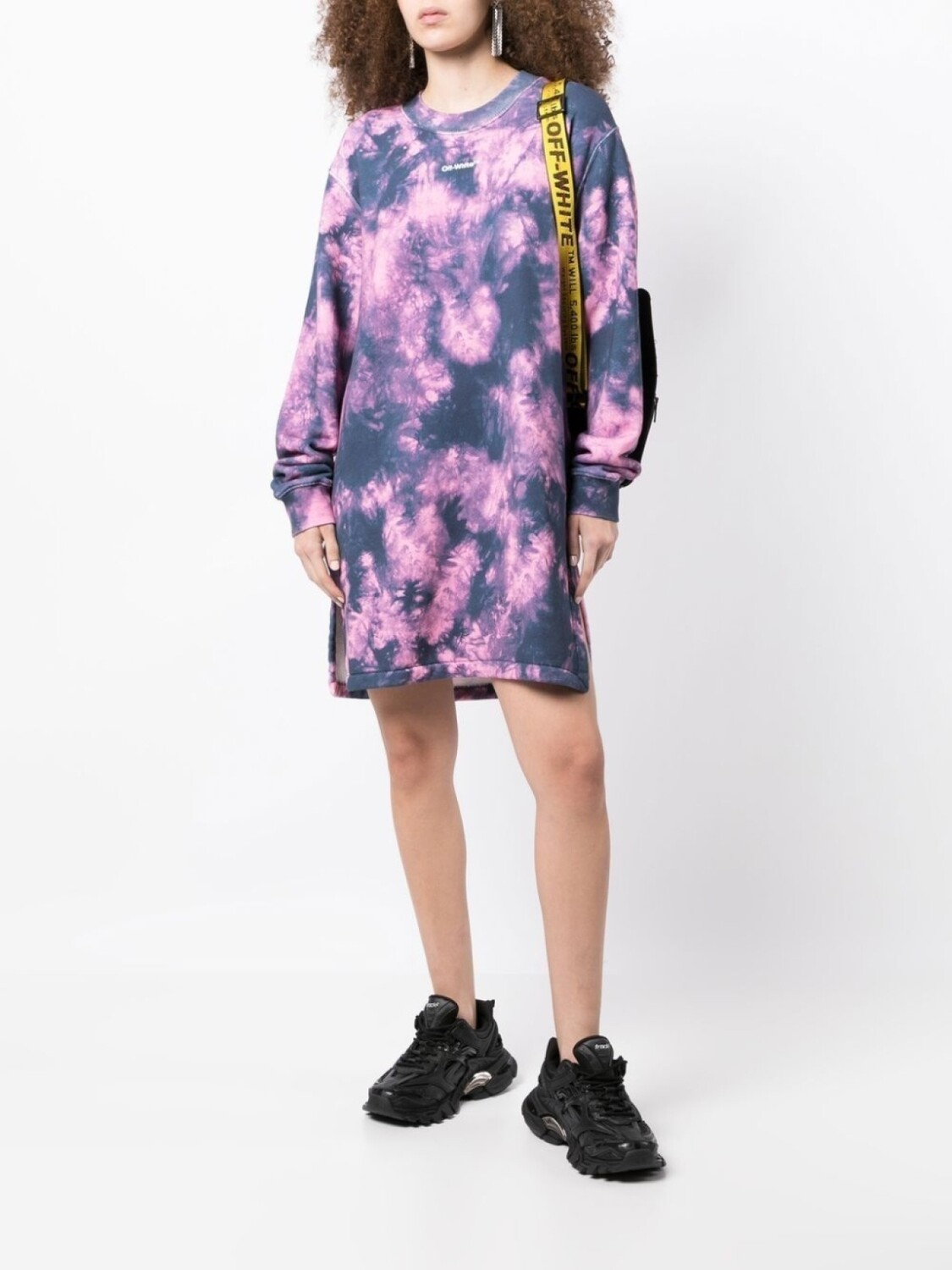 Off-White платье-толстовка с логотипом Arrows и принтом тай-дай, розовый — фото 2