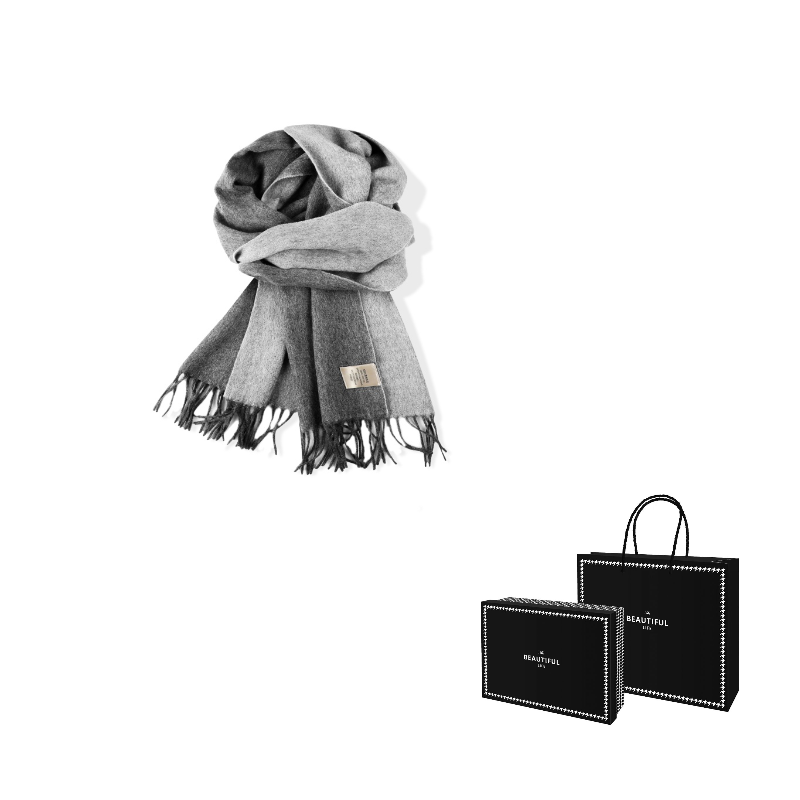 

Шарф из 100% чистой шерсти вязаный Unisex ACUC, серый