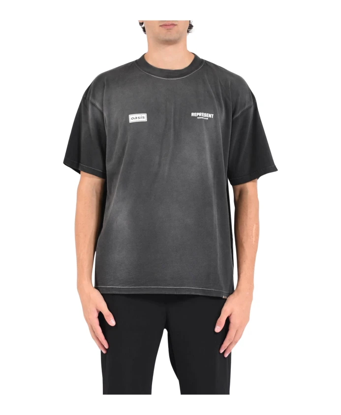 

Хлопковая футболка большого размера с рисунком Represent, черный