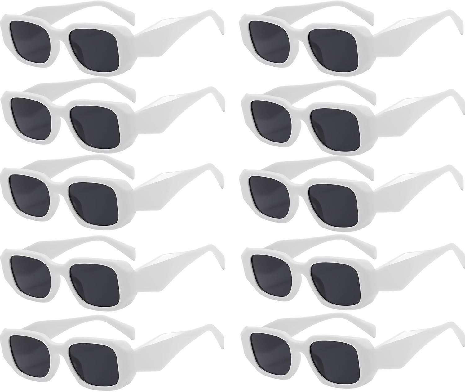 

Набор из 10 солнцезащитных очков Y2K, квадратная оправа неправильной формы, защита UV400, унисекс, сувениры для вечеринок, аксессуары оптом (для женщин и мужчин) NLEYANB, White