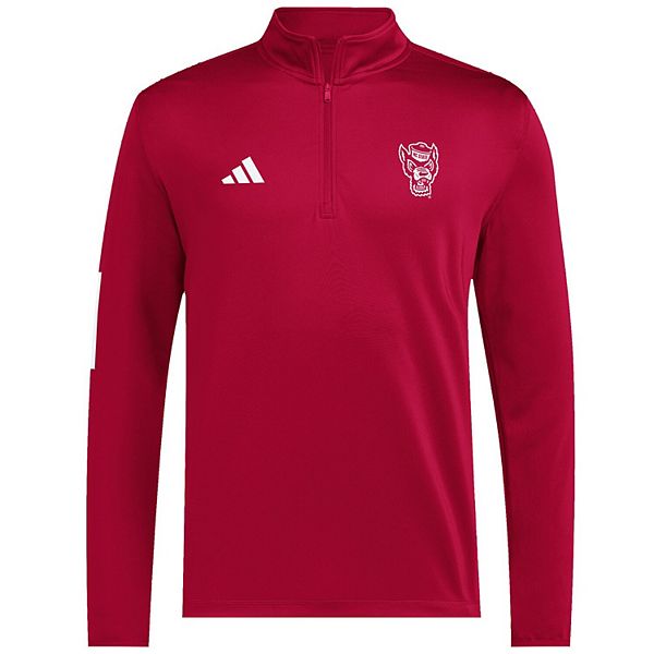 Мужская красная куртка nc state wolfpack strategy полузип для гольфа Adidas — фото 3