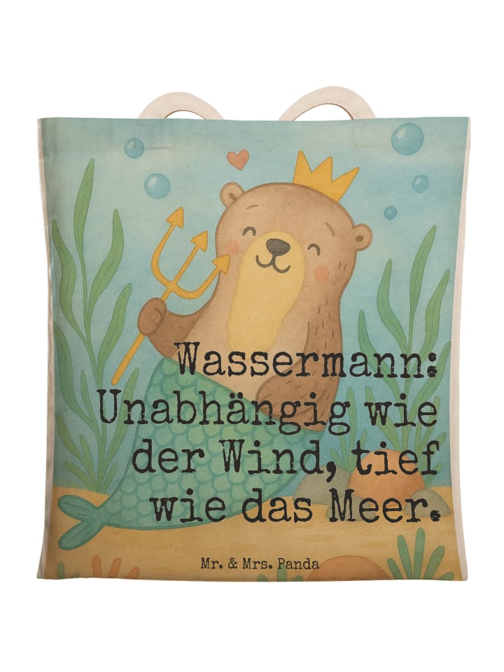 

Mr. & Mrs. Panda Сумка с изображением знака зодиака Водолей и надписью белого цвета