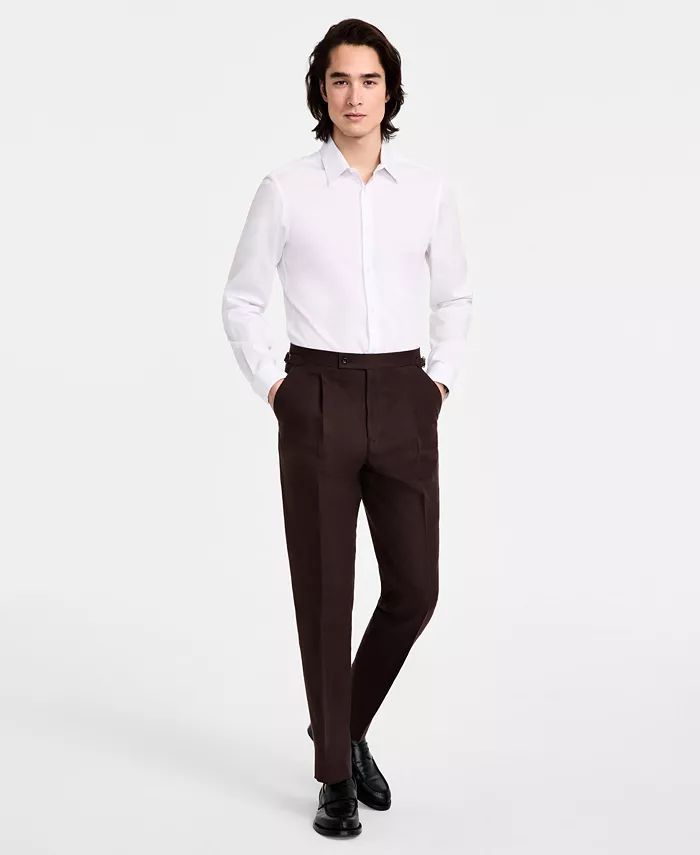 

Мужские узкие брюки из льняной смесовой ткани Calvin Klein, коричневый