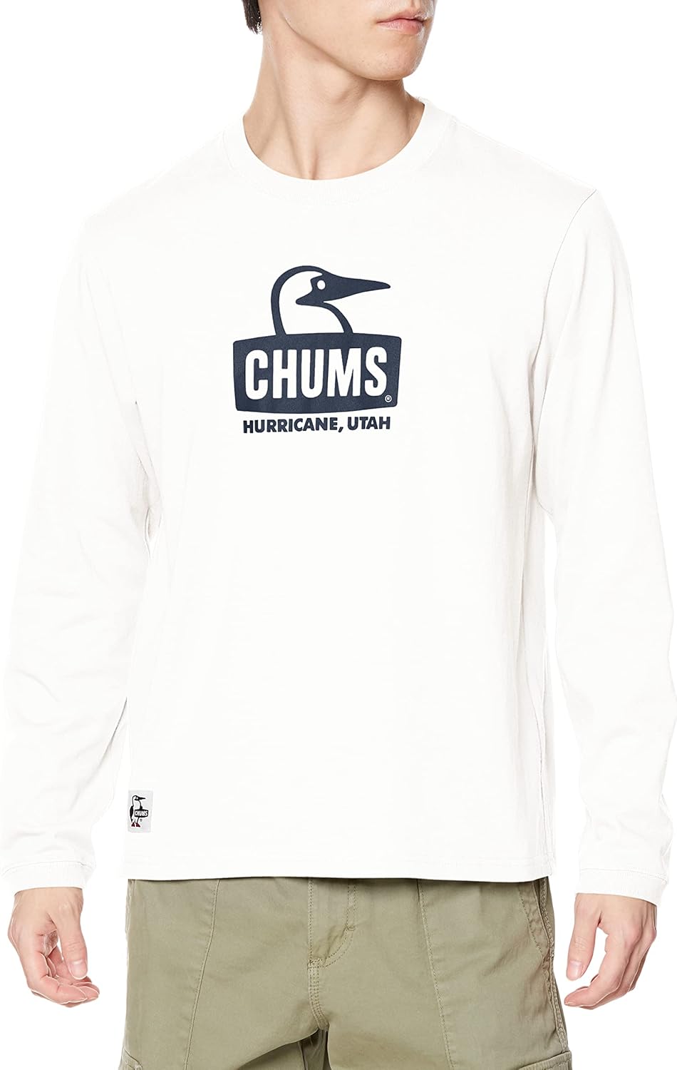 

Мужская футболка CHUMS с длинным рукавом Booby Face, белый/темно-синий