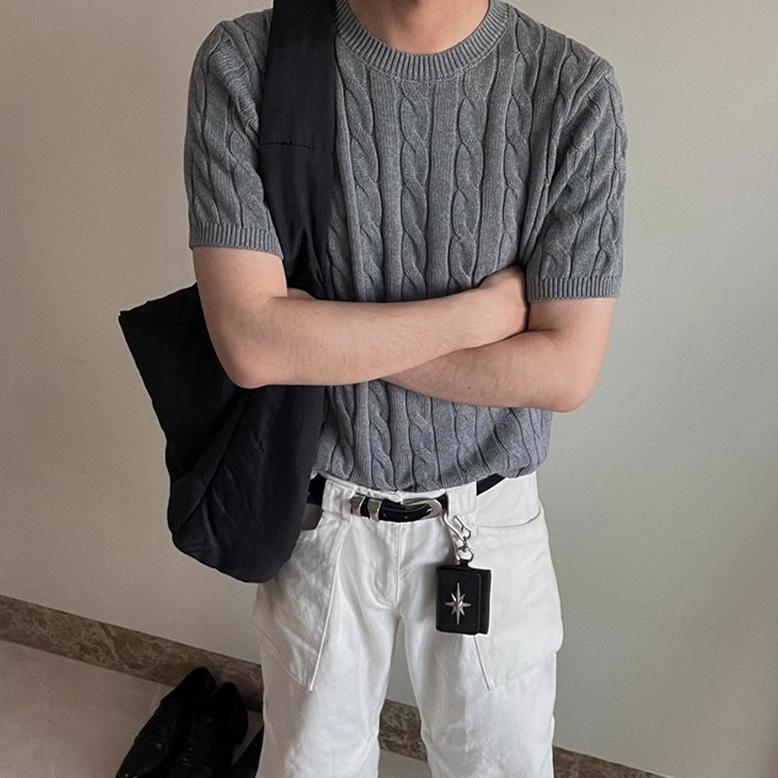 

ZIAREL Футболка Unisex Gray Crew Neck Moderate Straight Fit