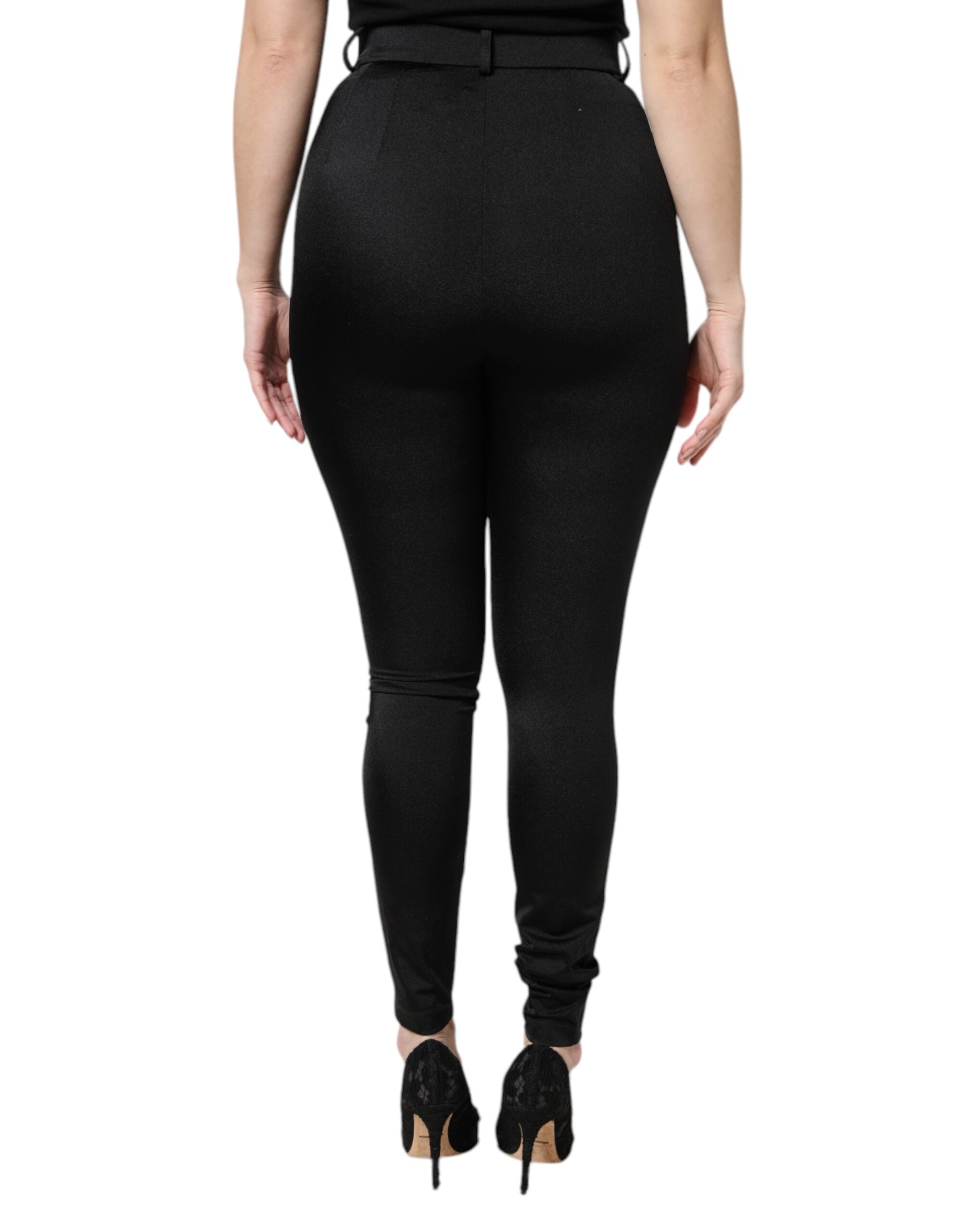 Черные нейлоновые облегающие брюки с высокой талией Dolce & Gabbana — фото 3