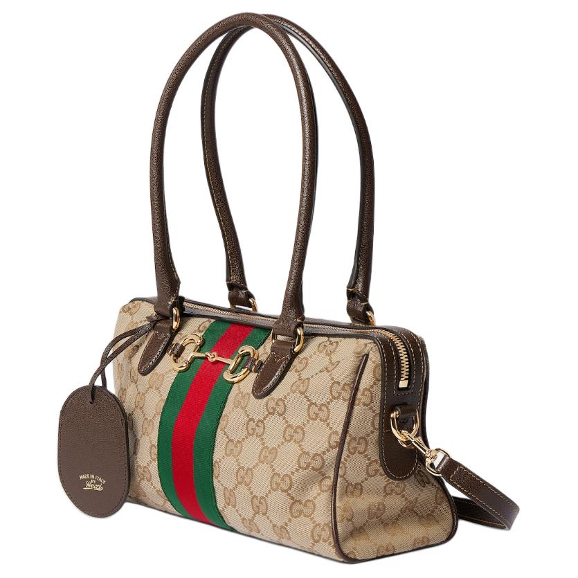 GUCCI Сумка GG Canvas, женская средняя сумка через плечо Sand & Dark Brown — фото 2