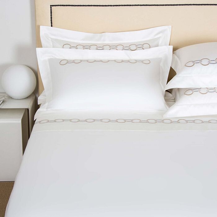

Подушка Links Embroidery King Sham Frette, коричневый/бежевый