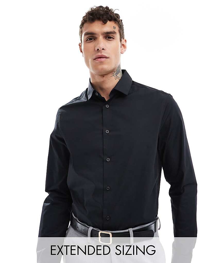 

Черная рубашка классического кроя ASOS DESIGN