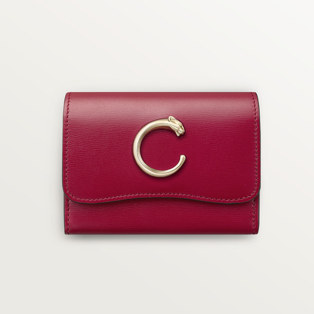 

Кошелек Cartier Portefeuille mini, Panthère C de Cartier, телячья кожа вишнево-красного цвета