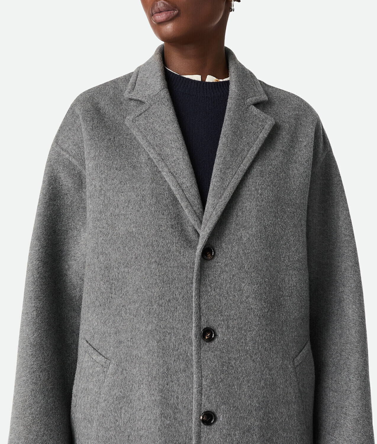 Double splitable cashmere coat BOTTEGA VENETA, серый меланж — фото 4