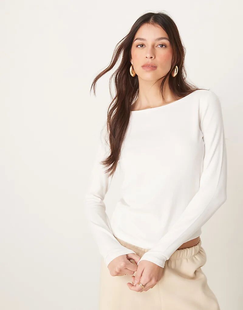 

Базовый топ с длинными рукавами белого цвета Abercrombie & Fitch