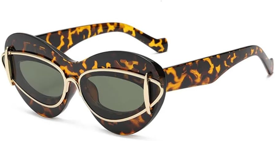 

Сексуальные женские солнцезащитные очки «кошачий глаз» для женщин и мужчин, роскошные винтажные солнцезащитные очки, популярные модные очки в крупной оправе generic, Leopard Dark Green