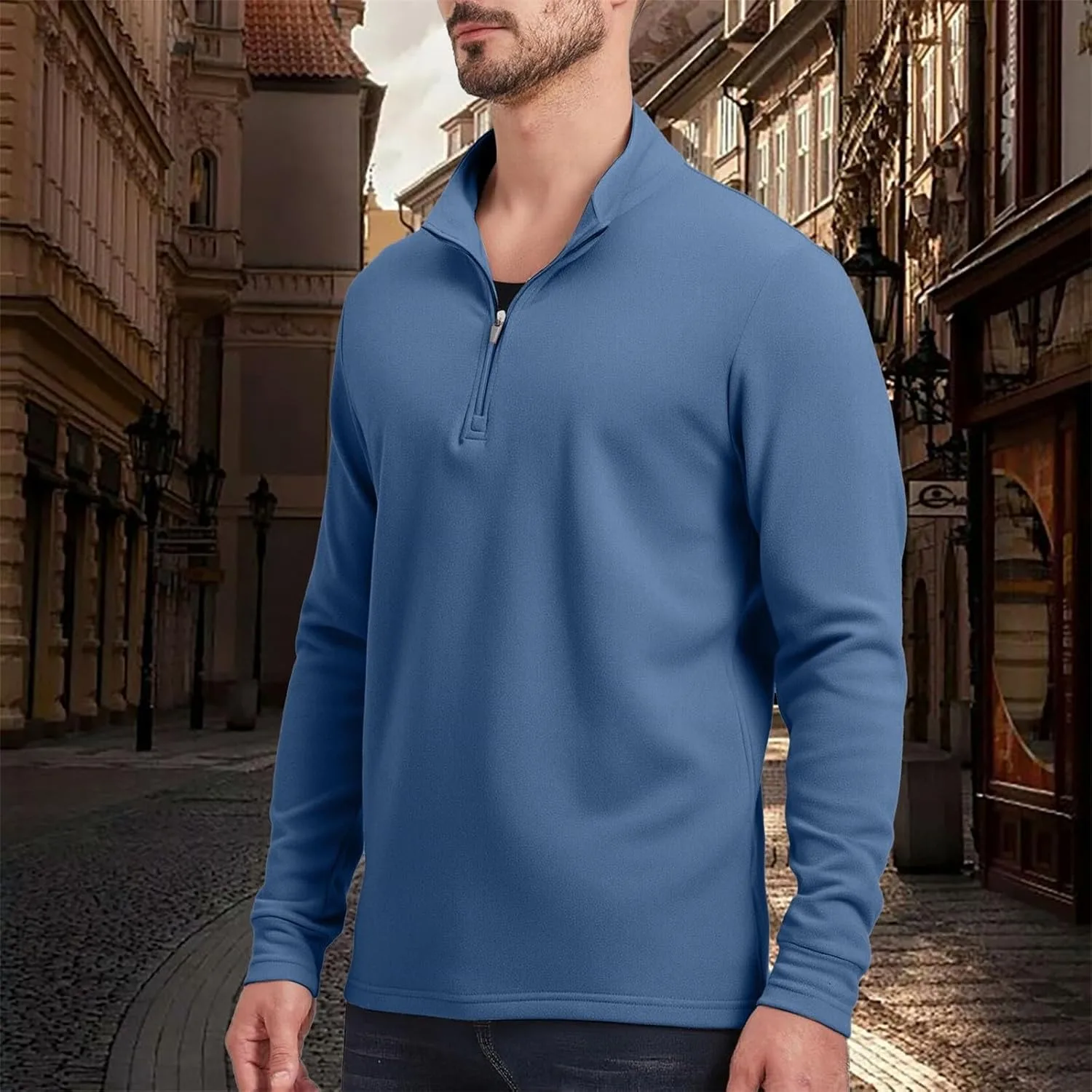 Мужской свитер-пуловер Quarter Zip с воротником-стойкой, Muscle Fit, для тренировок — фото 3