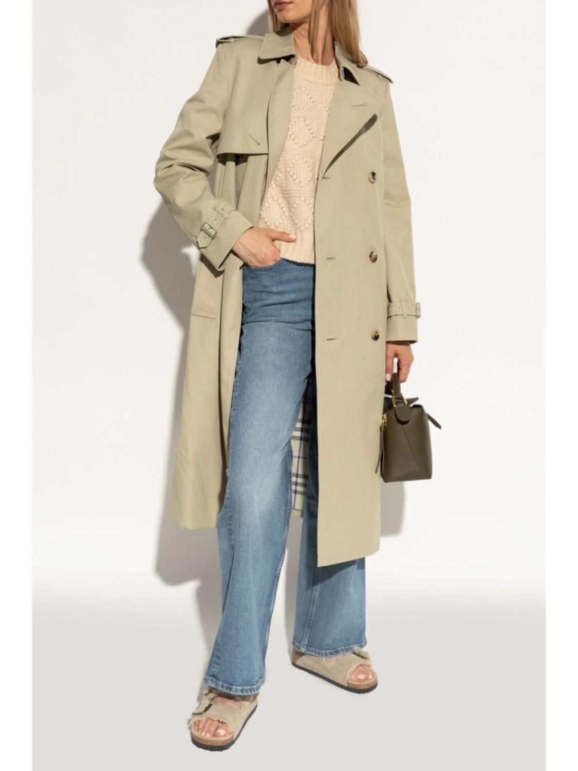 Сандалии на меху Birkenstock Arizona Shearling Suede Leather, бежевый — фото 4