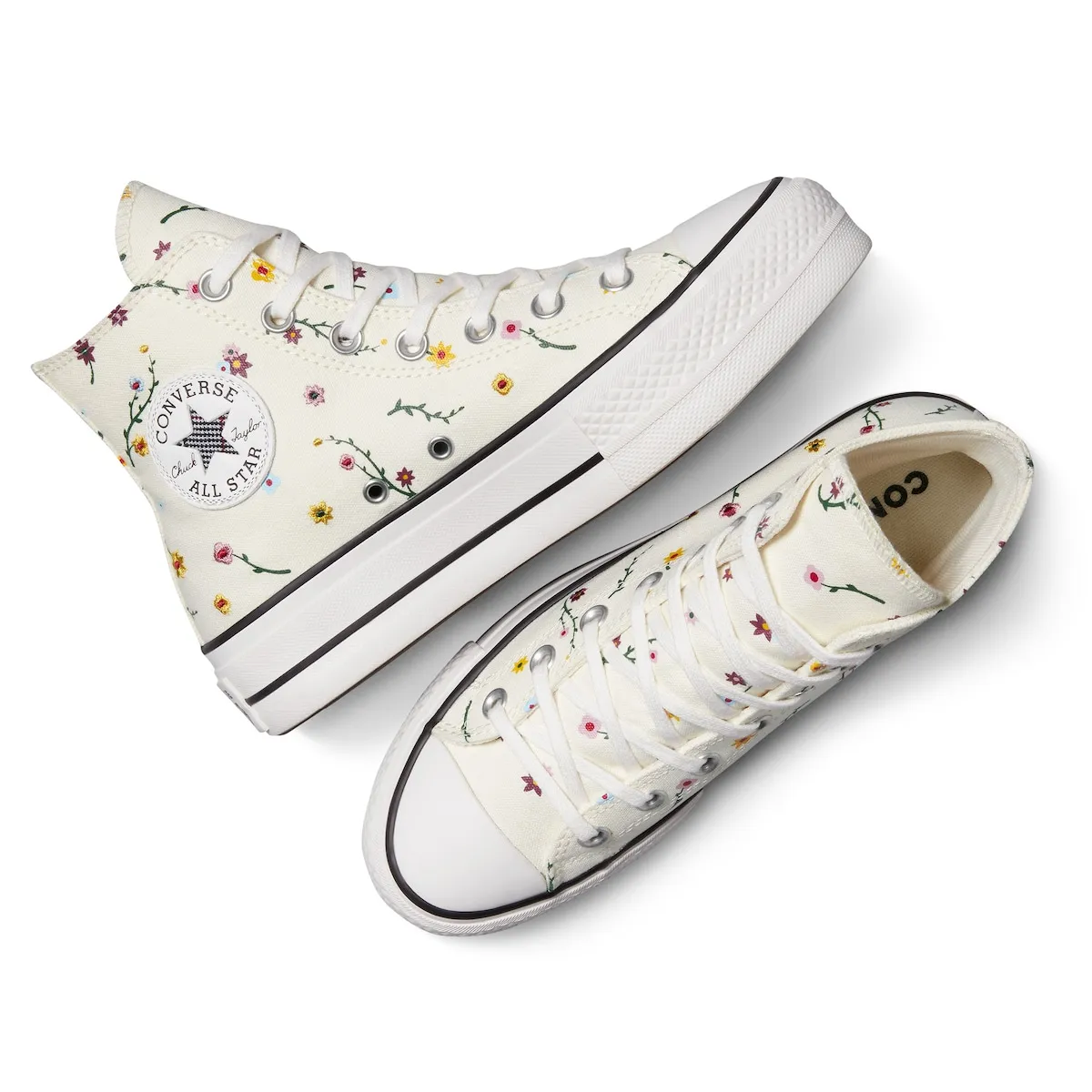 Женские повседневные кеды Chuck Taylor All Star Lift Floral Graphic Converse, бежевый — фото 4