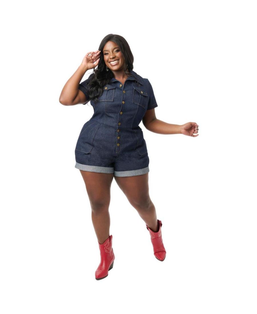 

Комбинезон большого размера в гаражном стиле Unique Vintage, Dark denim