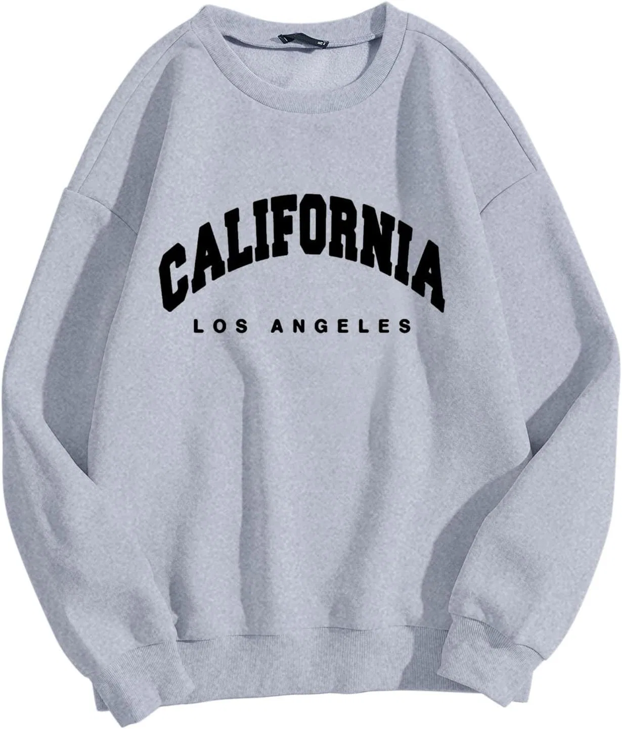 Generic Женский свитшот большого размера Los Angeles с круглым вырезом и буквенным принтом, свободного кроя, модный топ, Z01-Grey