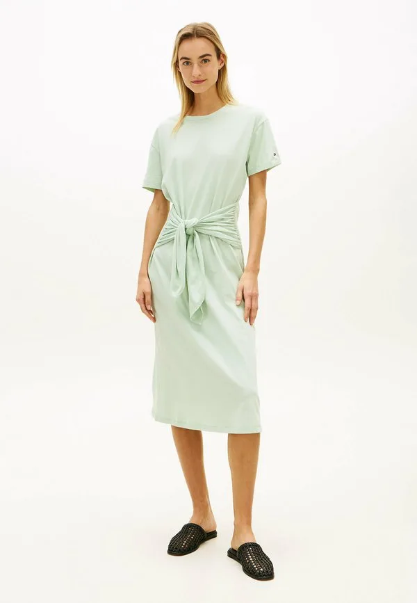 Трикотажное платье миди с текстурированным узлом Tommy Hilfiger, Gentle Jade