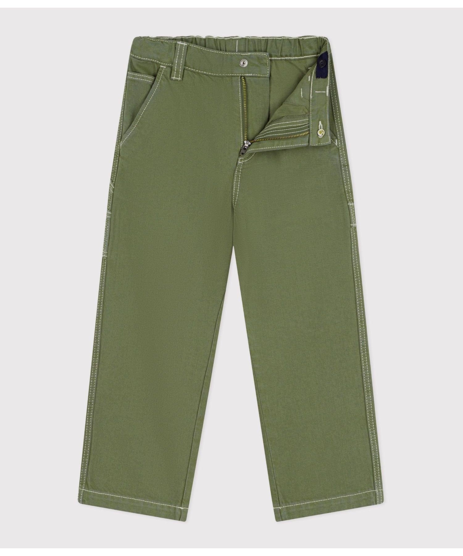 Хлопковые брюки из лиоцелла PETIT BATEAU, Khaki — фото 2