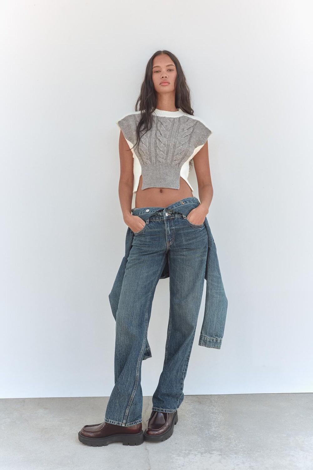 

Жилет-свитер из косовой вязки ZARA, разноцветный