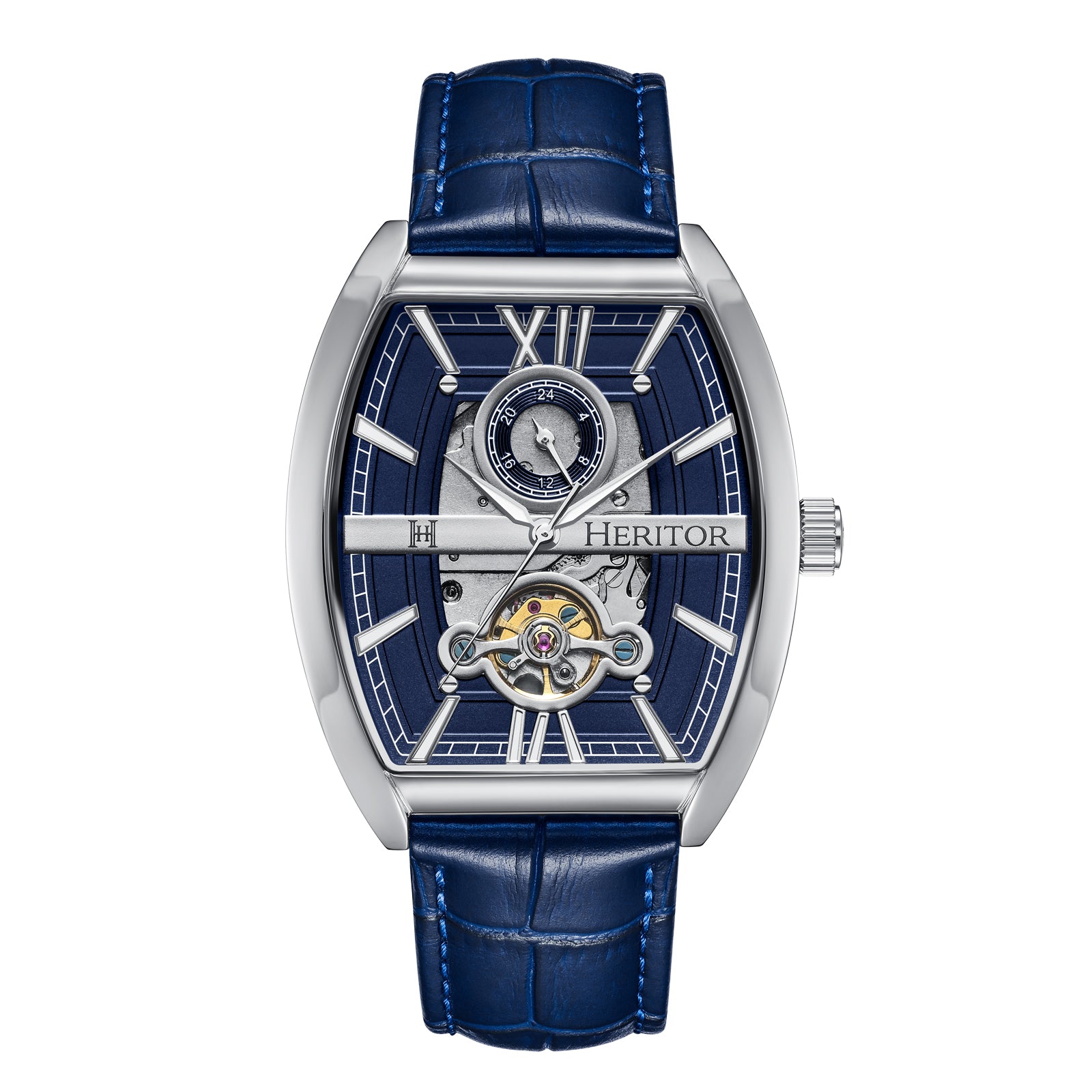 

Часы Masterson Semi-Skeleton с кожаным ремешком Heritor Automatic, синий