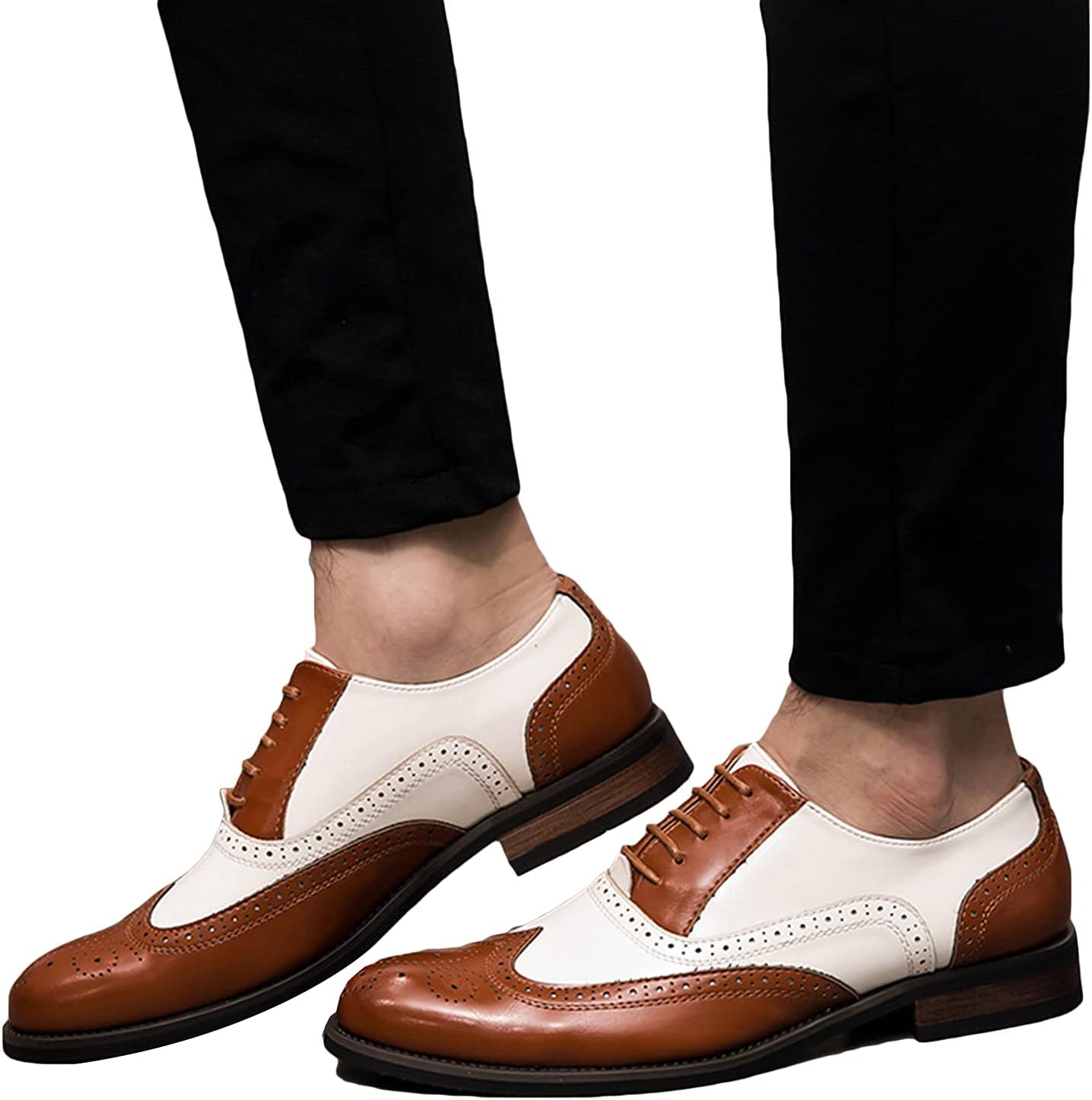 

Мужские кожаные оксфорды WKNBEU с подкладкой из кожи, деловые туфли с крыльями, классические формальные туфли на шнуровке из кожи для свадьбы, выпускного и вечеринки, коричневые, США 6-6.5 / Великобритания 5-5.5 / ЕС 38