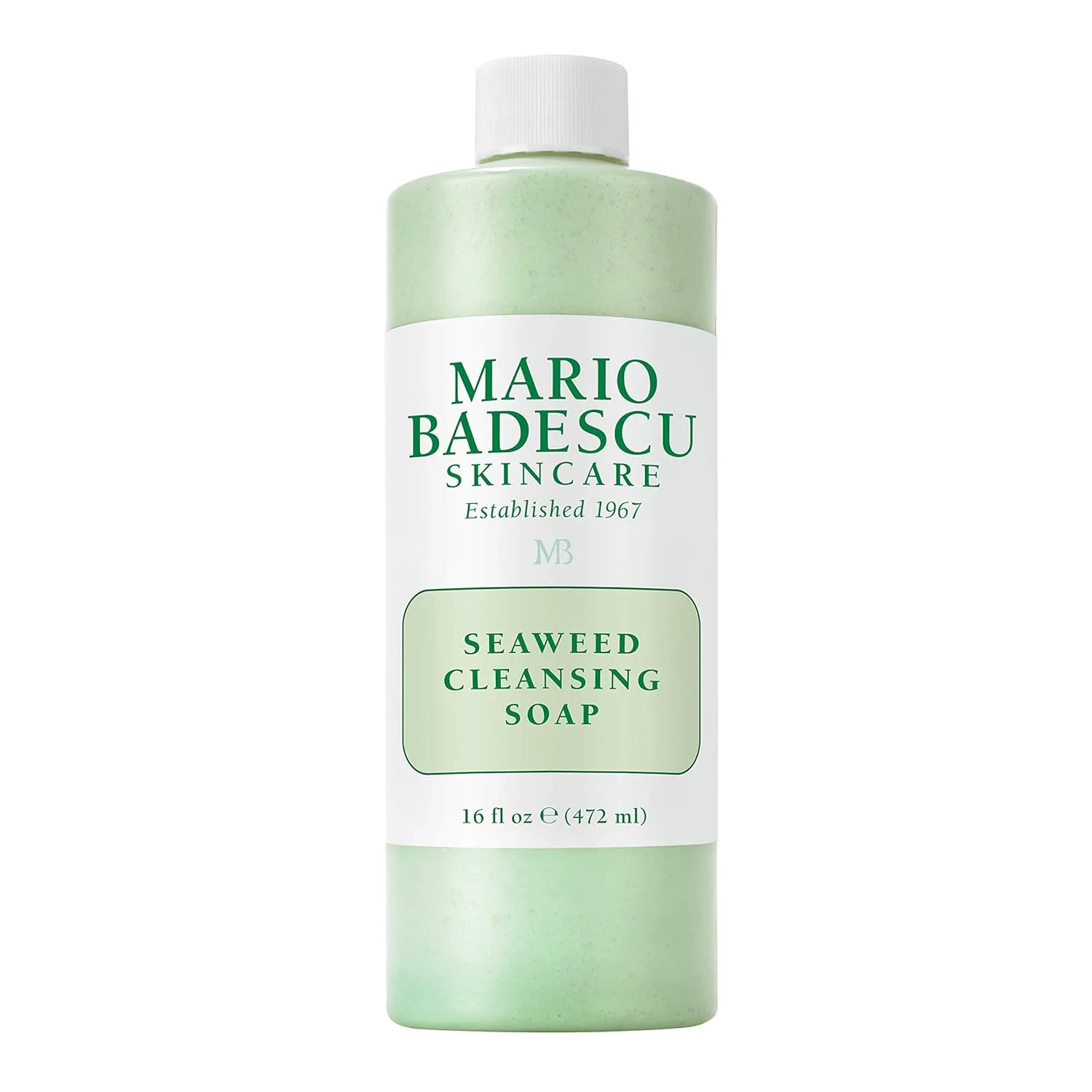 Очищающее мыло Mario Badescu с морскими водорослями для всех типов кожи | Кремообразное очищающее средство с мягким отшелушиванием | Формула с экстрактом морских водорослей и фукуса пузырчатого 453.60 г (1 шт.), GREEN