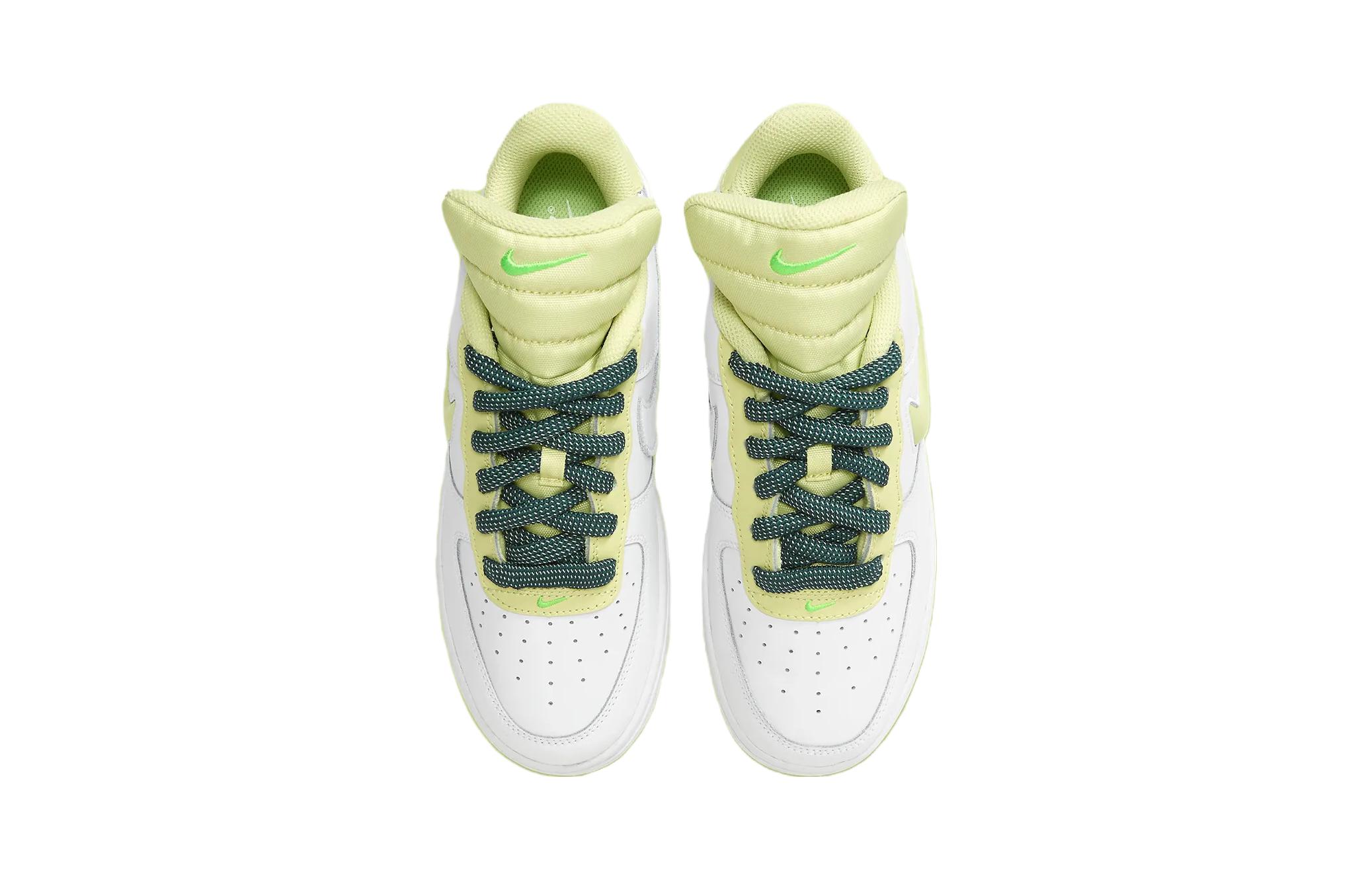 Кроссовки Nike Air Force 1 'Big Tongue' противоскользящие низкие для скейтбординга детские бело-зеленые возраст 3-7 лет — фото 3
