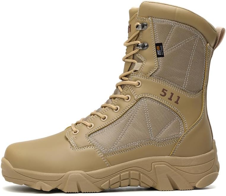 

Мужские тактические ботинки высокого среза, специальные тренировочные, легкие, теплые, противоскользящие, для повседневной ходьбы, с шнуровкой, прочные походные ботинки, легкие и удобные для работы весь день, с боковой молнией, для мотоцикла Xoe...