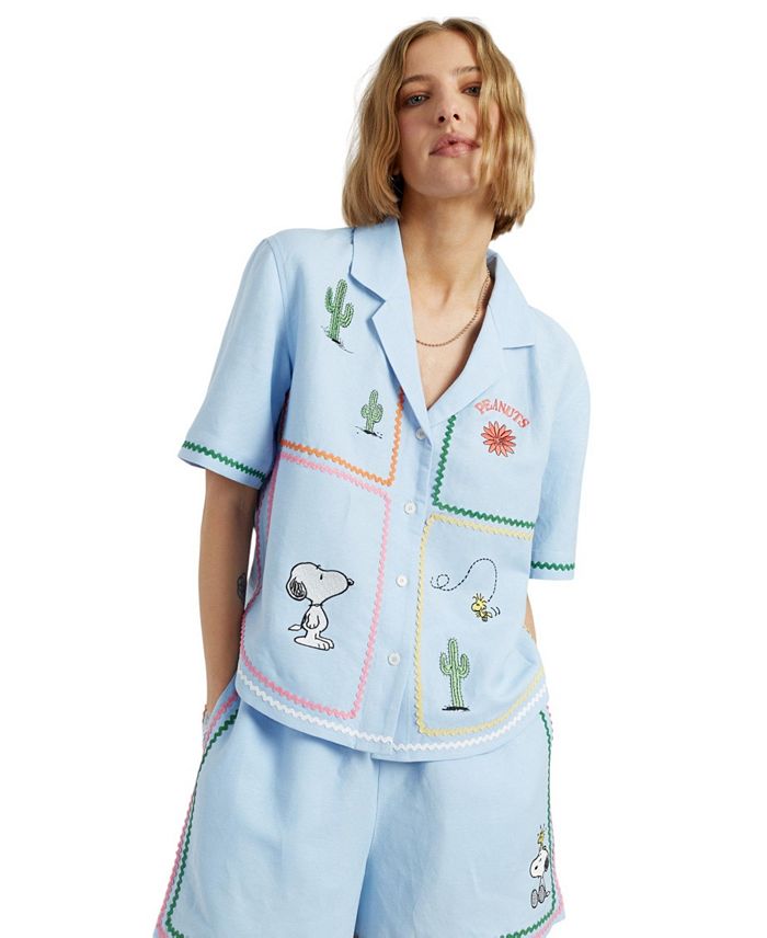 

Женская рубашка Vacation из льна и хлопка Peanuts Chinti & Parker, синий