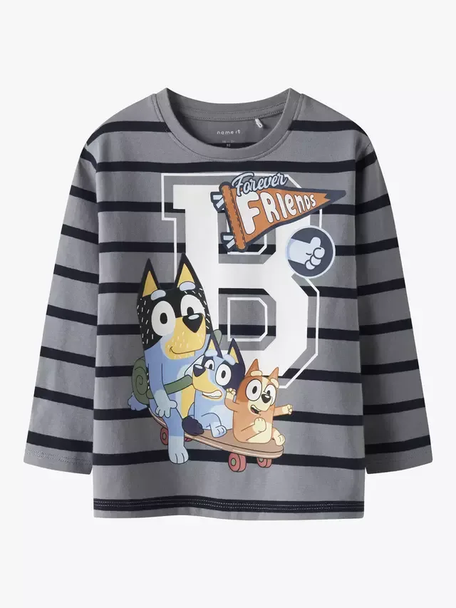 Детская хлопковая футболка с длинными рукавами в полоску, модель Bluey, Tradewinds NAME IT