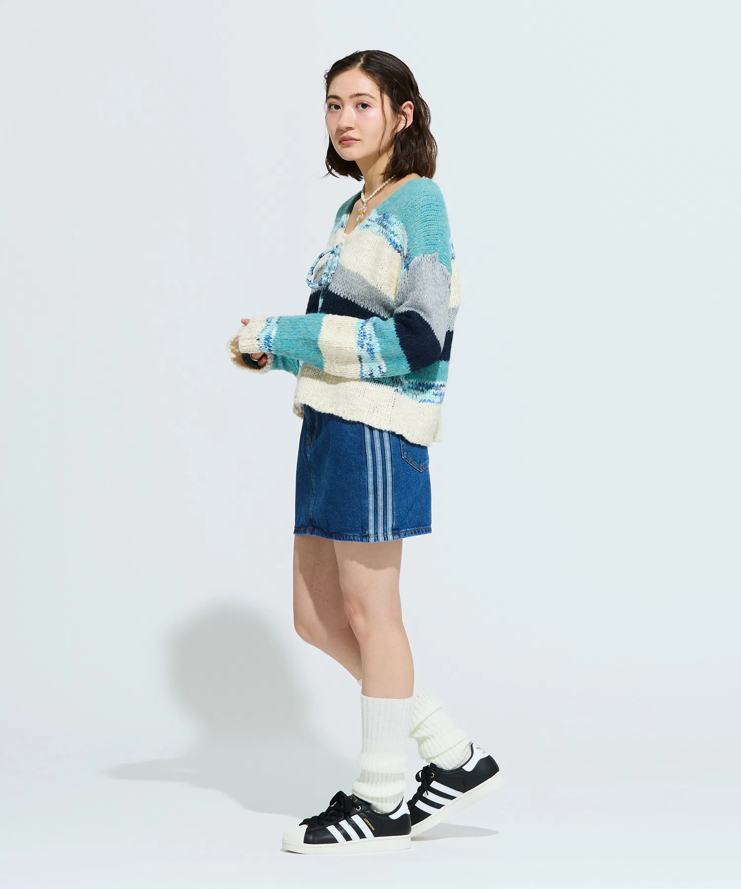 Джинсовая юбка в три полоски / adidas Originals — фото 3