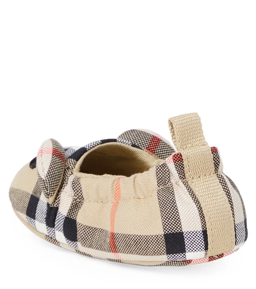 Детские слипоны из парусины в клетку Burberry Burberry Kids, бежевый — фото 2