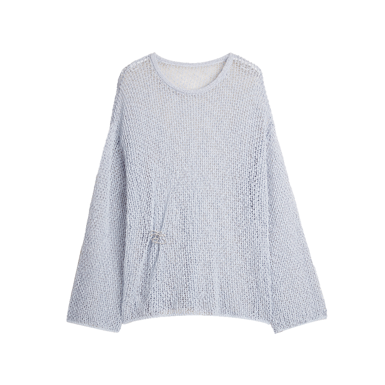 

Тонкий вязаный свитер с круглым вырезом для женщин ELLE, синий