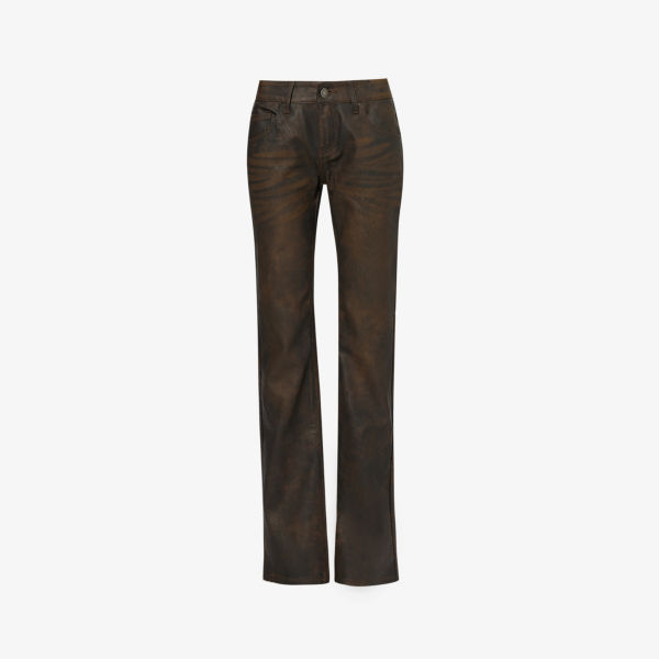 

Классические прямые джинсы из искусственной кожи Cooper Jaded London, коричневый