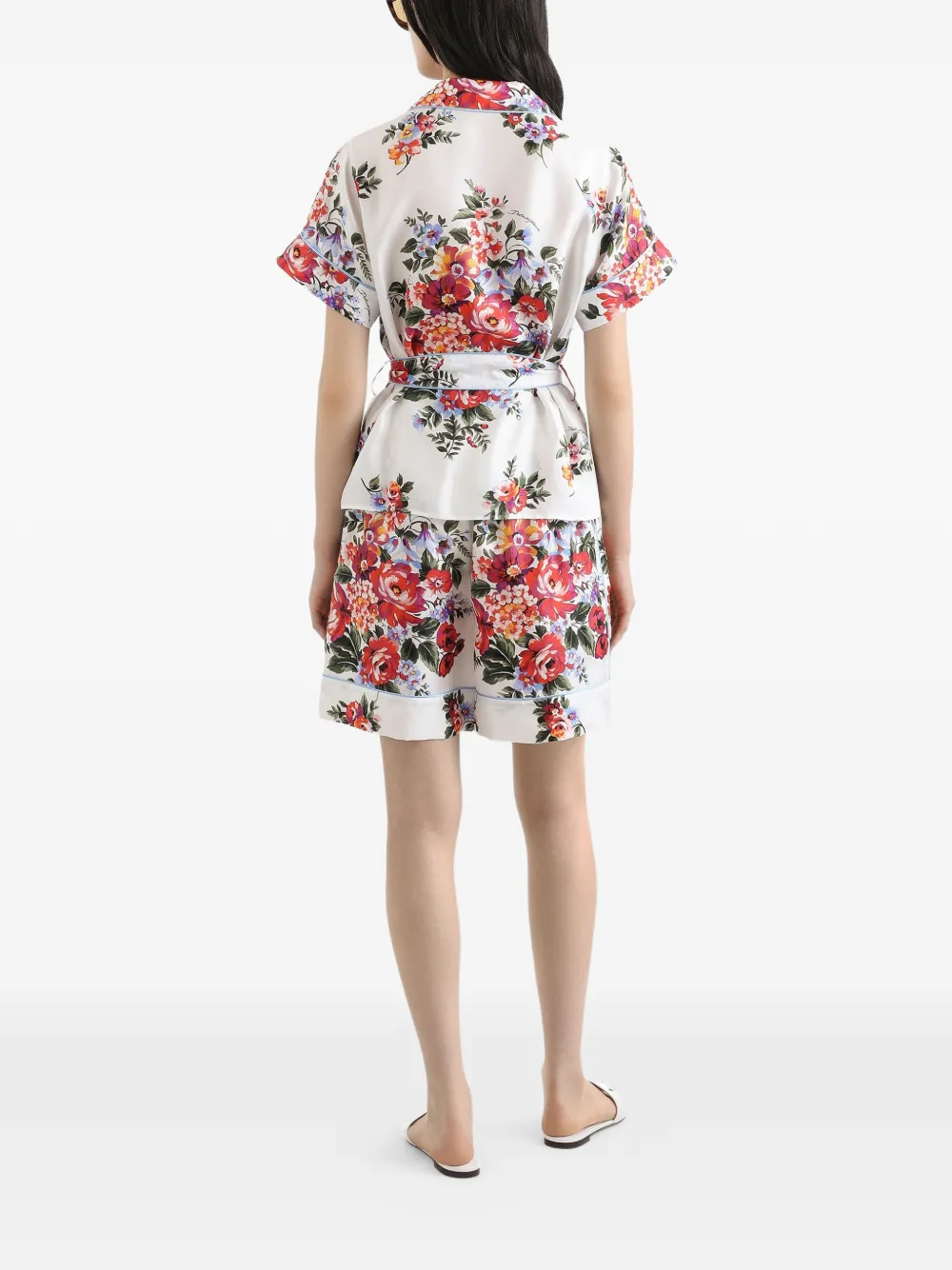 Шорты с цветочным принтом и завязками Dolce & Gabbana, белый — фото 3