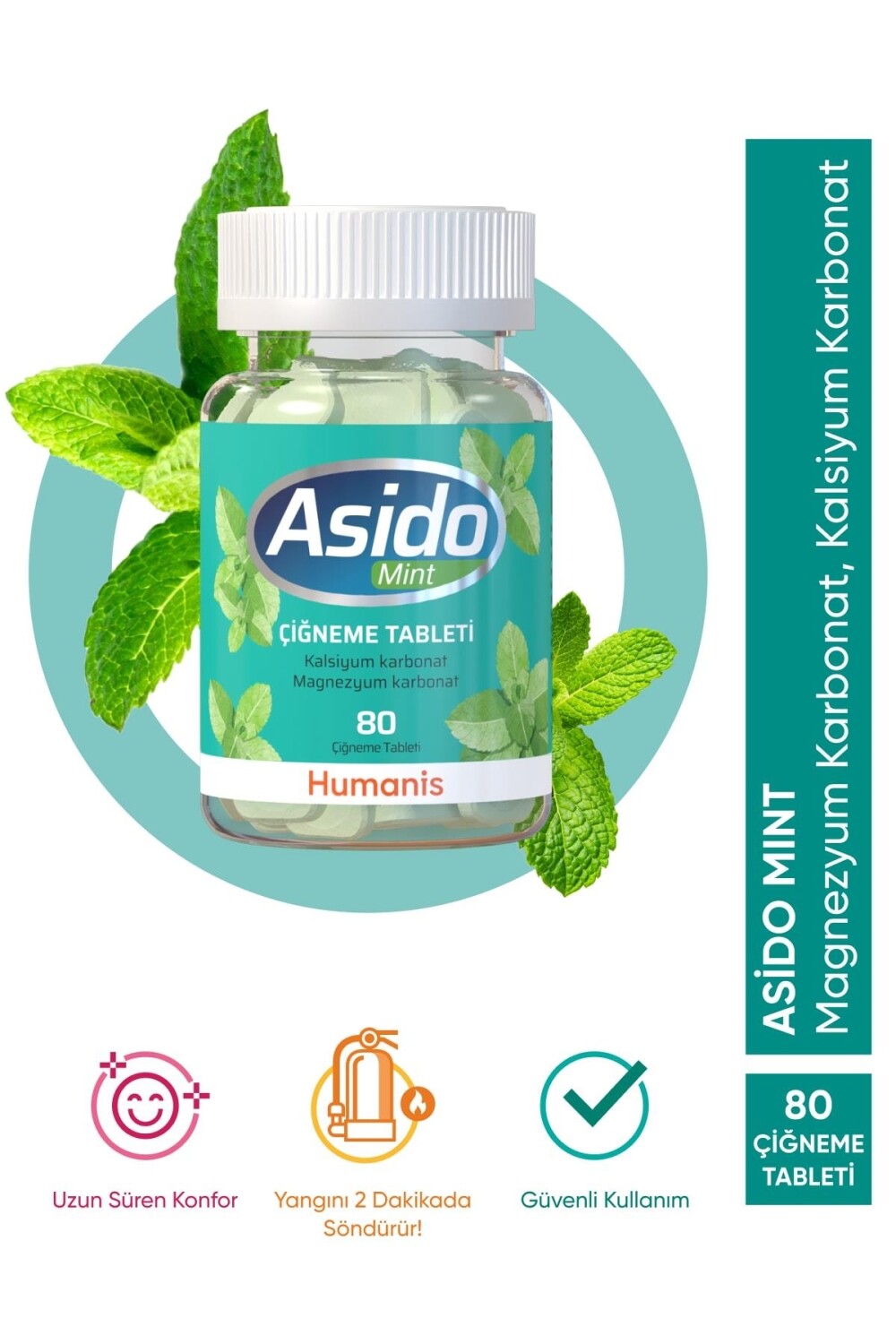 

Жевательная таблетка Acido Mint 80 ASİDO