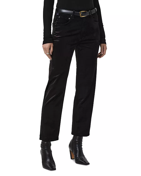 

Джинсы Delfina с высокой посадкой и прямым кроем, черные. Citizens Of Humanity, черный