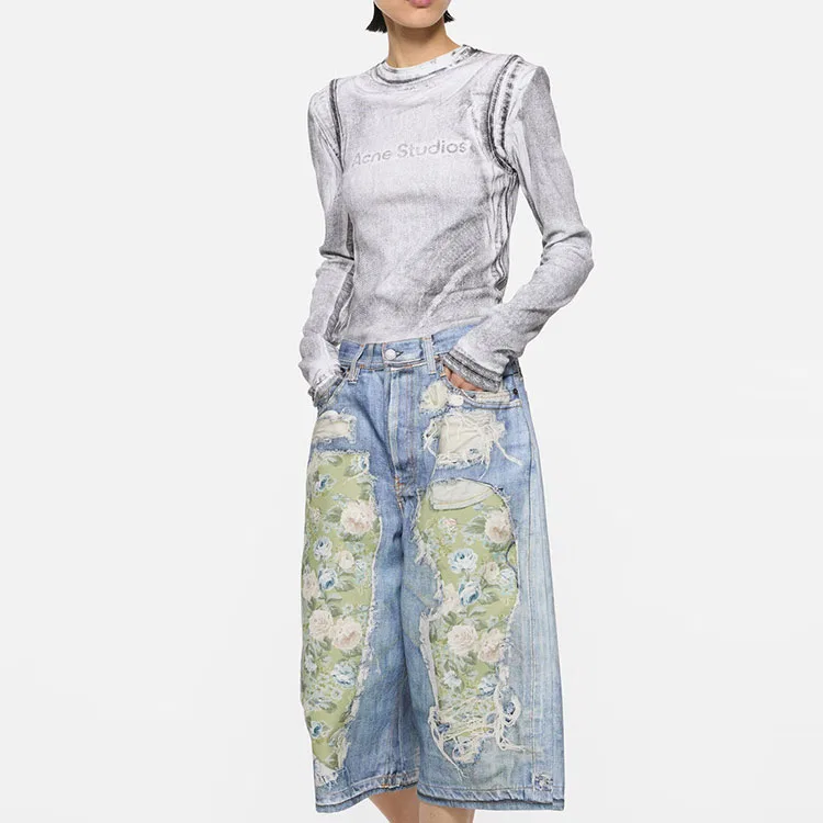Джинсовые шорты Midsummer Capsule Collection SS26 Acne Studios сине-зеленые — фото 4